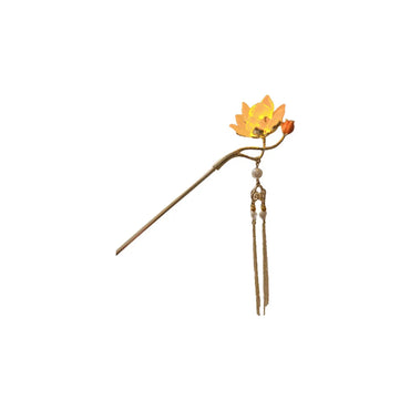 Women'S Chinoiserie Flower Butterfly Metal Hairpin