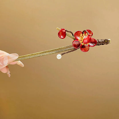 Women'S Chinoiserie Flower Butterfly Metal Hairpin