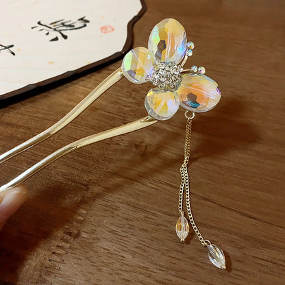 Women'S Chinoiserie Flower Butterfly Metal Hairpin