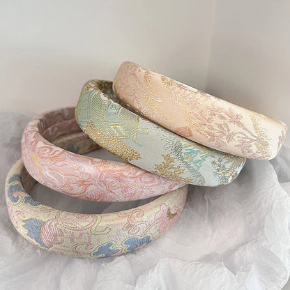 Women'S Chinoiserie Sweet Flower Cloth Embroidery Handmade Hair Band