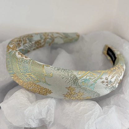 Women'S Chinoiserie Sweet Flower Cloth Embroidery Handmade Hair Band