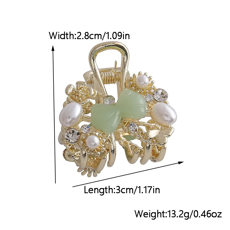 Women'S Classical Flower Bow Knot Alloy Inlay Rhinestones Hair Claws