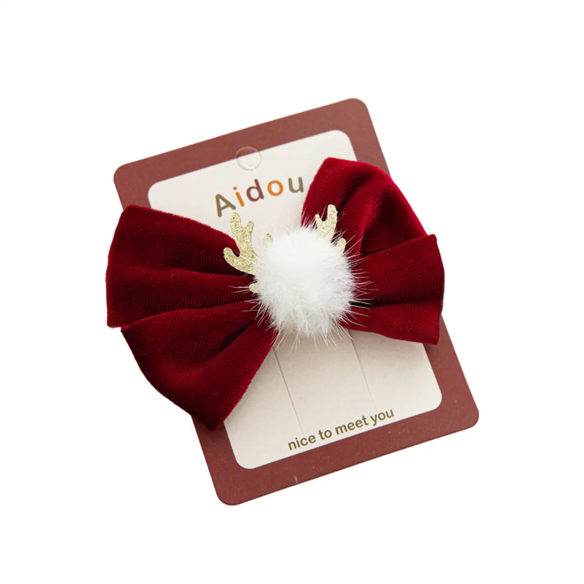 Women'S Cute Bow Knot Elk Cloth Handmade Hair Clip