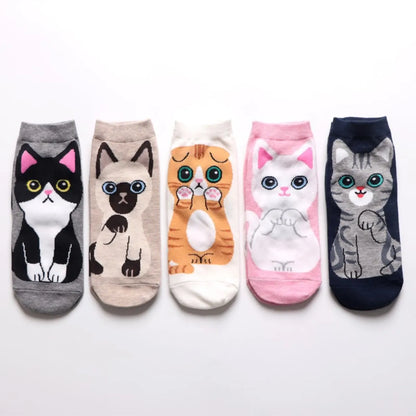 Women'S Cute Cat Cotton Jacquard Ankle Socks