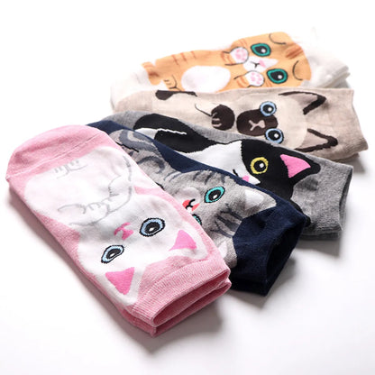 Women'S Cute Cat Cotton Jacquard Ankle Socks