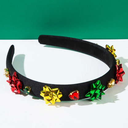 Women'S Cute Christmas Classic Style Christmas Tree Santa Claus Alloy Cloth Rhinestone Hair Band