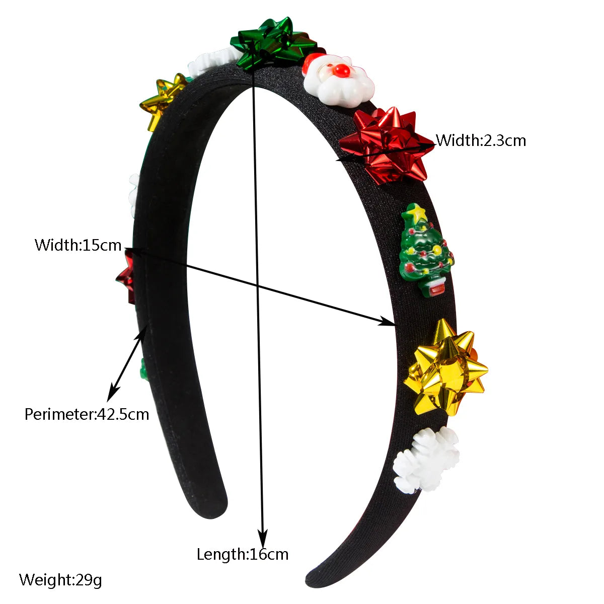 Women'S Cute Christmas Classic Style Christmas Tree Santa Claus Alloy Cloth Rhinestone Hair Band