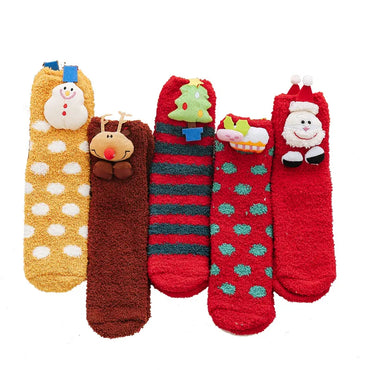 Women'S Cute Christmas Tree Santa Claus Christmas Socks Cotton Polyester Crew Socks 1 Set