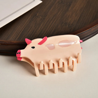 Women'S Cute Cows Pig Acetic Acid Sheets Hair Claws