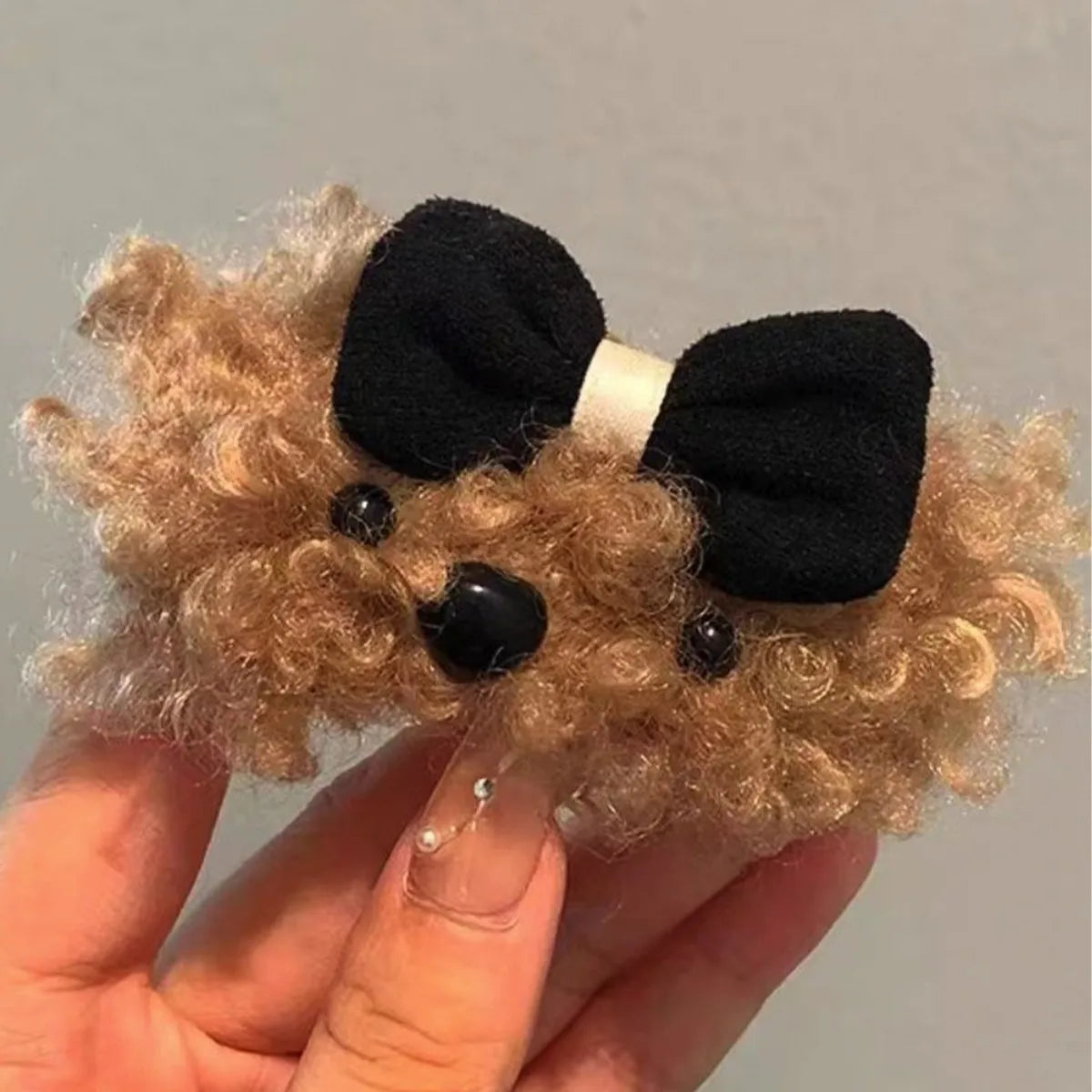 Women'S Cute Dog Bow Knot Shearling Hair Clip