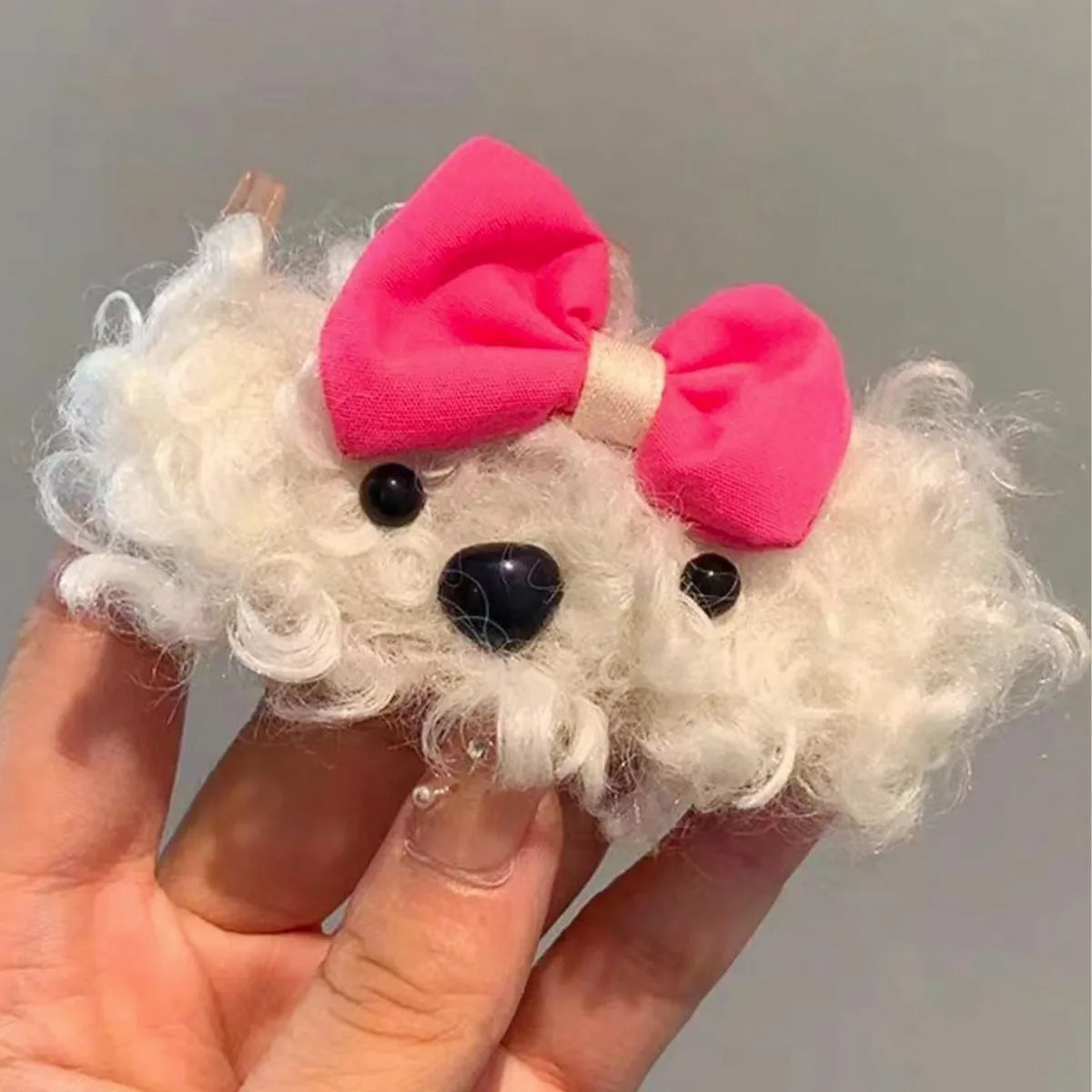 Women'S Cute Dog Bow Knot Shearling Hair Clip