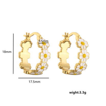 Women's Cute Fashion Flower Copper Artificial Gemstones Earrings Necklace