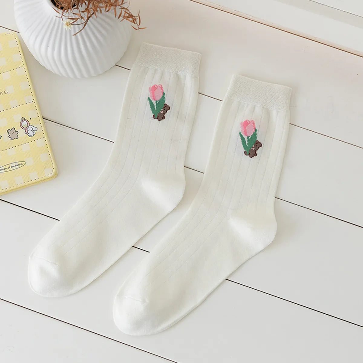 Women'S Cute Flower Nylon Cotton Ankle Socks A Pair