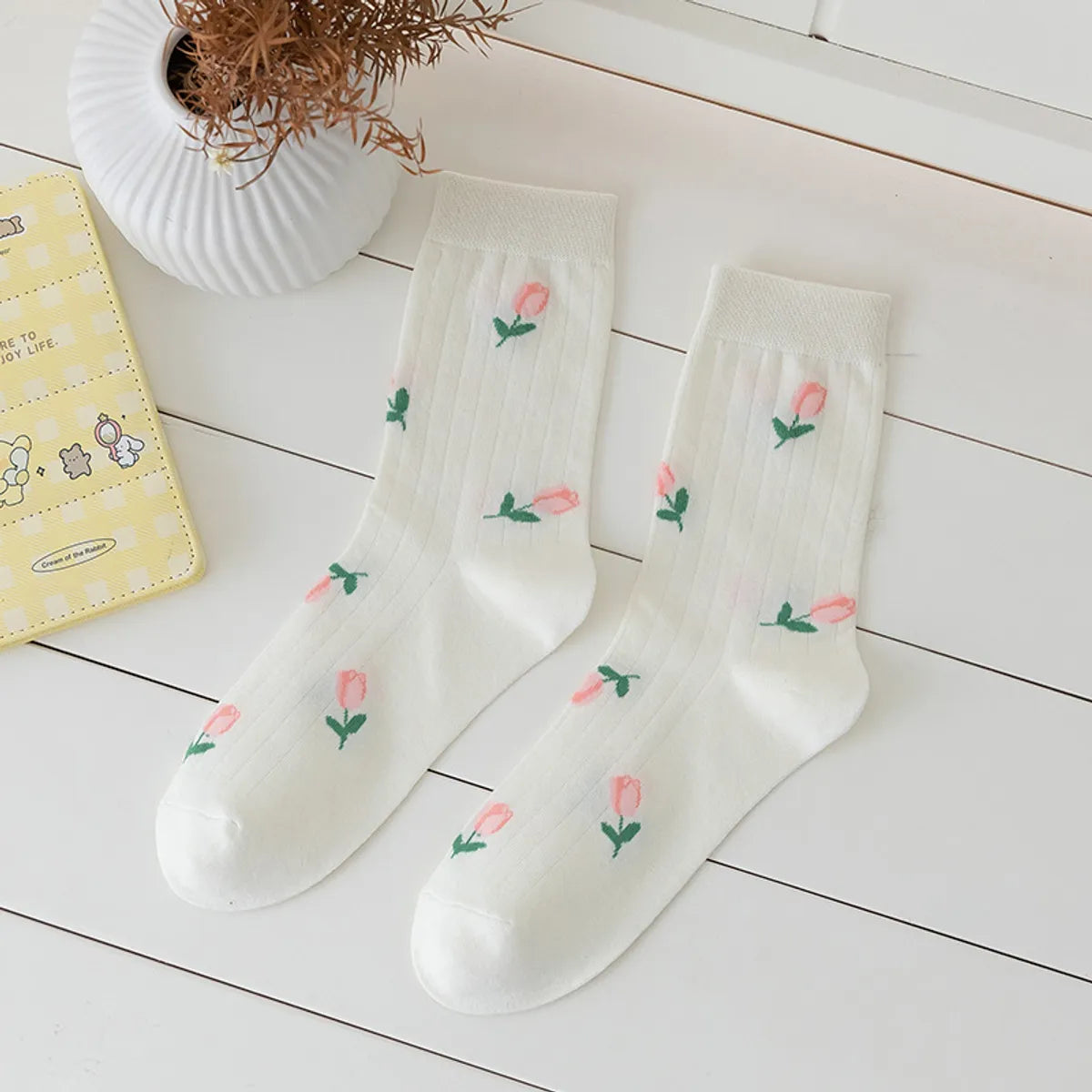 Women'S Cute Flower Nylon Cotton Ankle Socks A Pair