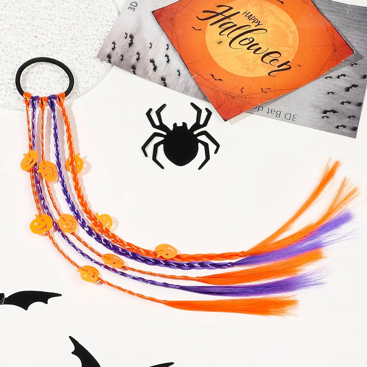 Women'S Cute Funny Pumpkin Bat Skull Wig Hair Tie