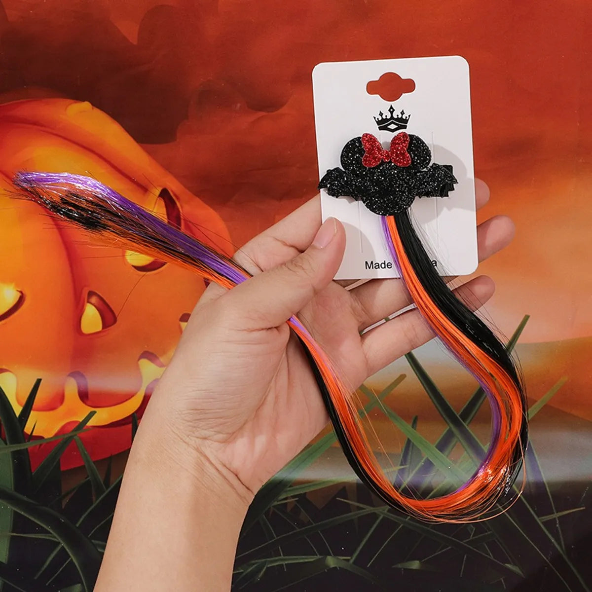 Women'S Cute Funny Pumpkin Bat Skull Wig Hair Tie