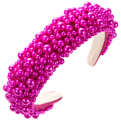 Women'S Cute Geometric Imitation Pearl Cloth Sponge Inlay Pearl Hair Band