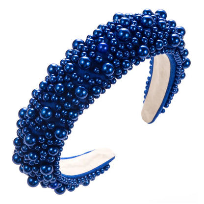 Women'S Cute Geometric Imitation Pearl Cloth Sponge Inlay Pearl Hair Band