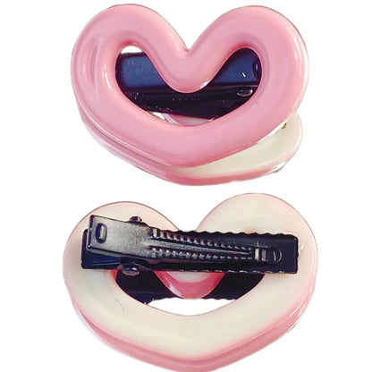 Women'S Cute Heart Shape Arylic Hair Clip