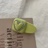 Women'S Cute Heart Shape Plastic Resin Handmade Inlay Rhinestones Hair Clip