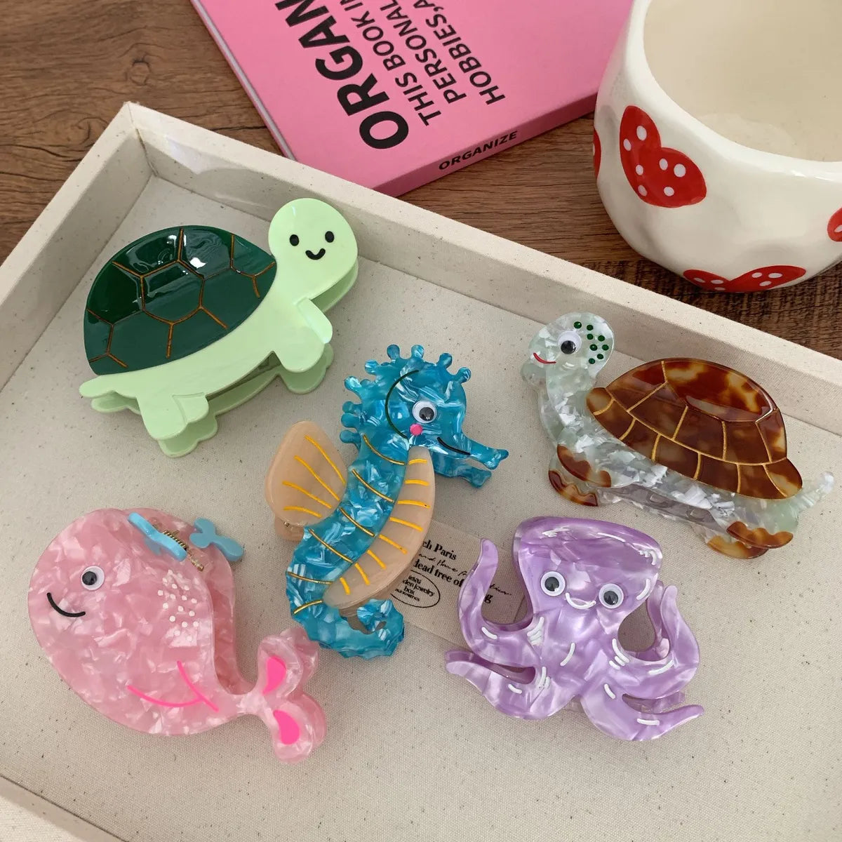 Women'S Cute Marine Style Tortoise Octopus Hippocampus Acetic Acid Sheets Hair Claws