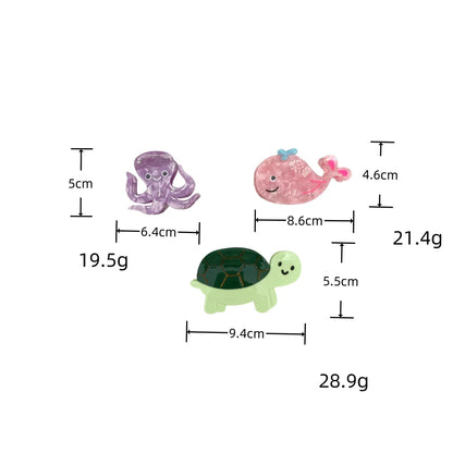 Women'S Cute Marine Style Tortoise Octopus Hippocampus Acetic Acid Sheets Hair Claws