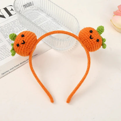 Women'S Cute Pumpkin Snowman Skull Yarn Hair Band