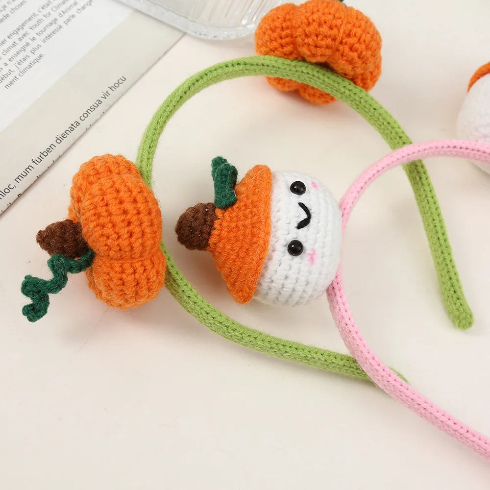 Women'S Cute Pumpkin Snowman Skull Yarn Hair Band