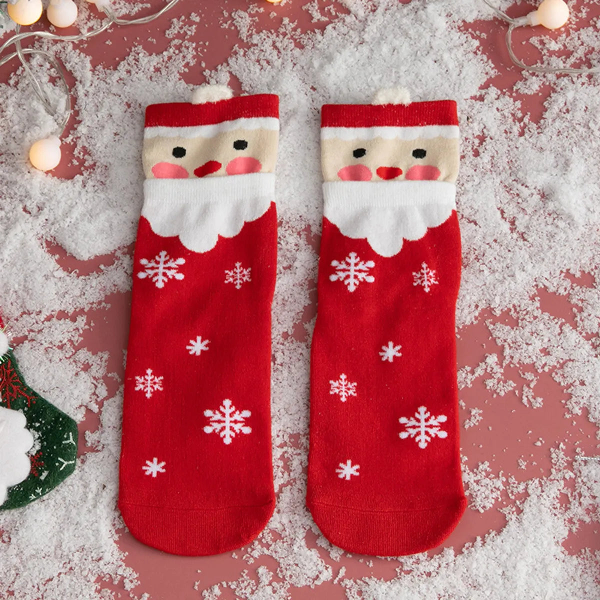 Women'S Cute Santa Claus Bear Snowflake Cotton Crew Socks