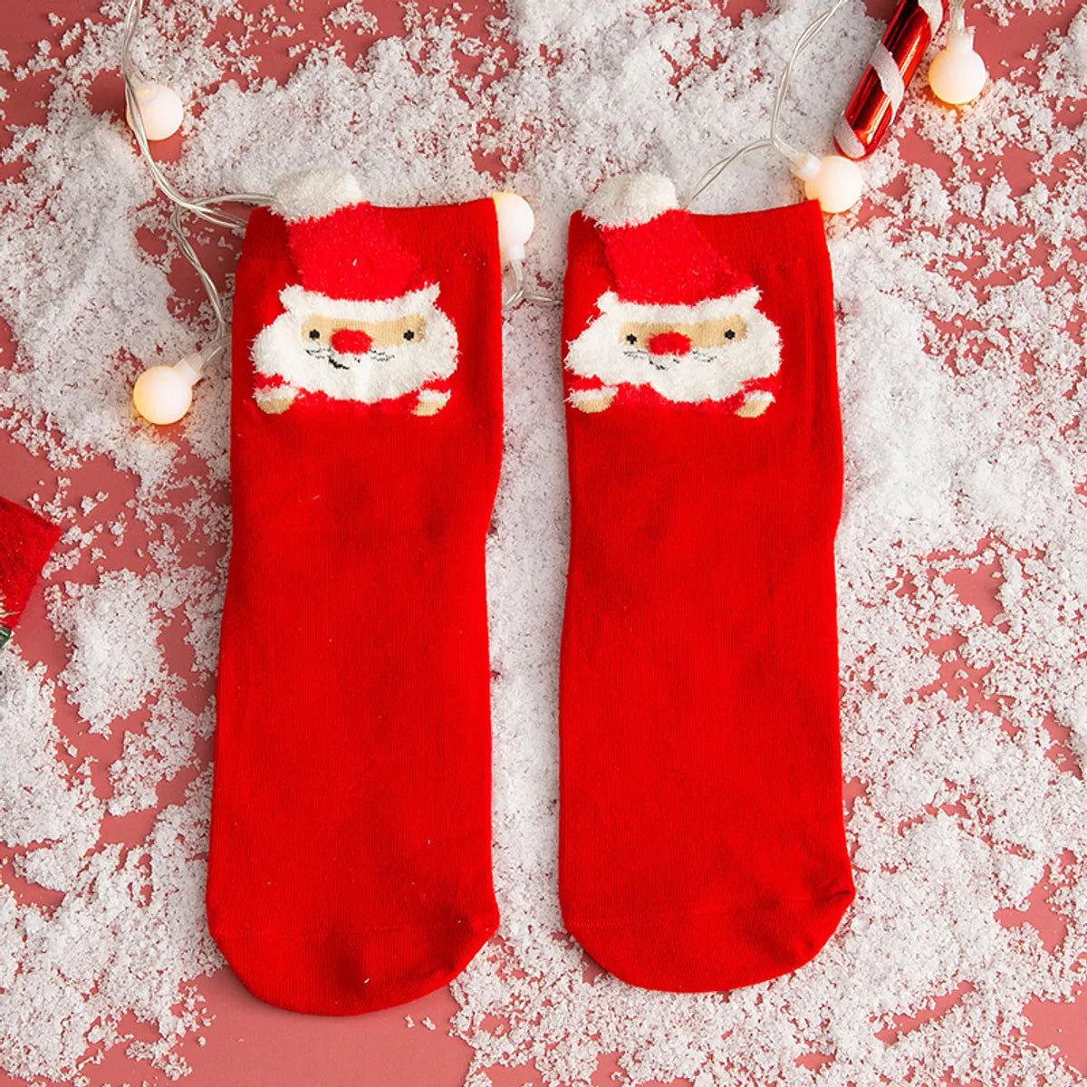 Women'S Cute Santa Claus Bear Snowflake Cotton Crew Socks