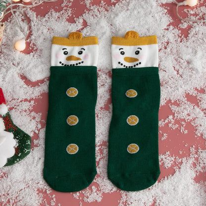 Women'S Cute Santa Claus Bear Snowflake Cotton Crew Socks