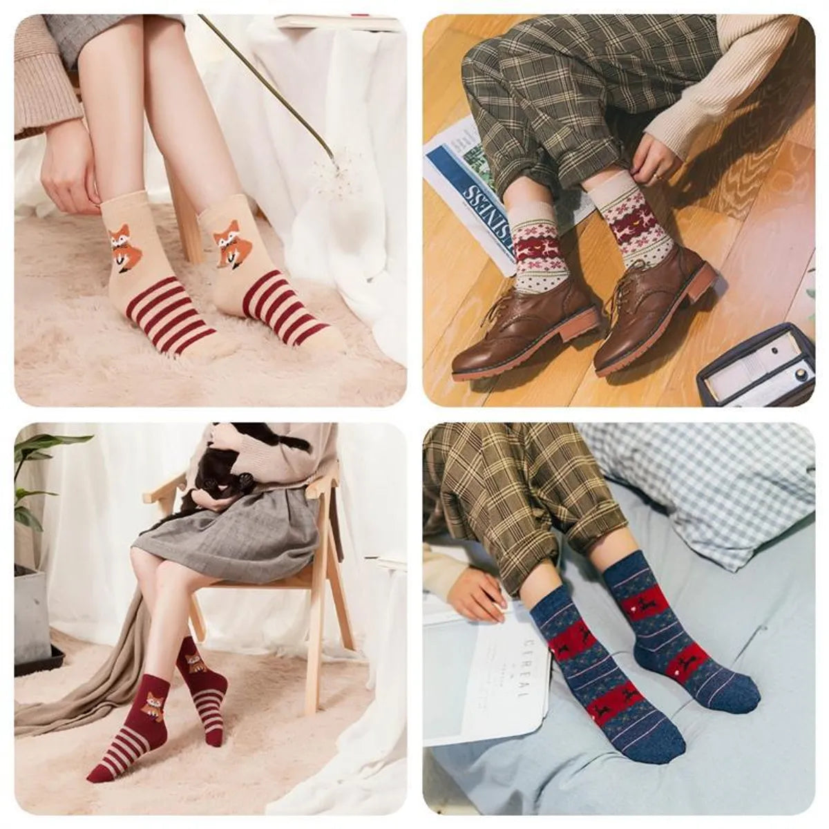 Women'S Cute Snowflake Polyester Crew Socks