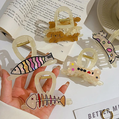 Women'S Cute Sweet Animal Dog Cat Resin Hair Claws