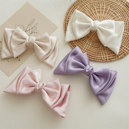 Women'S Cute Sweet Bow Knot Satin Hair Clip