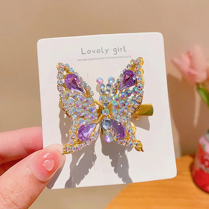 Women'S Cute Sweet Butterfly Alloy Inlay Rhinestones Hair Clip