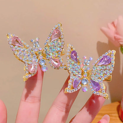 Women'S Cute Sweet Butterfly Alloy Inlay Rhinestones Hair Clip