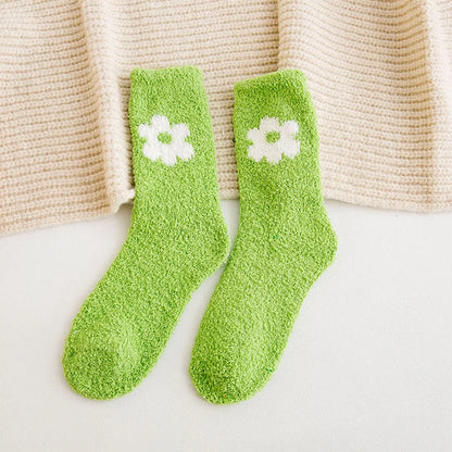 Women'S Cute Sweet Flower Polyester Jacquard Crew Socks A Pair