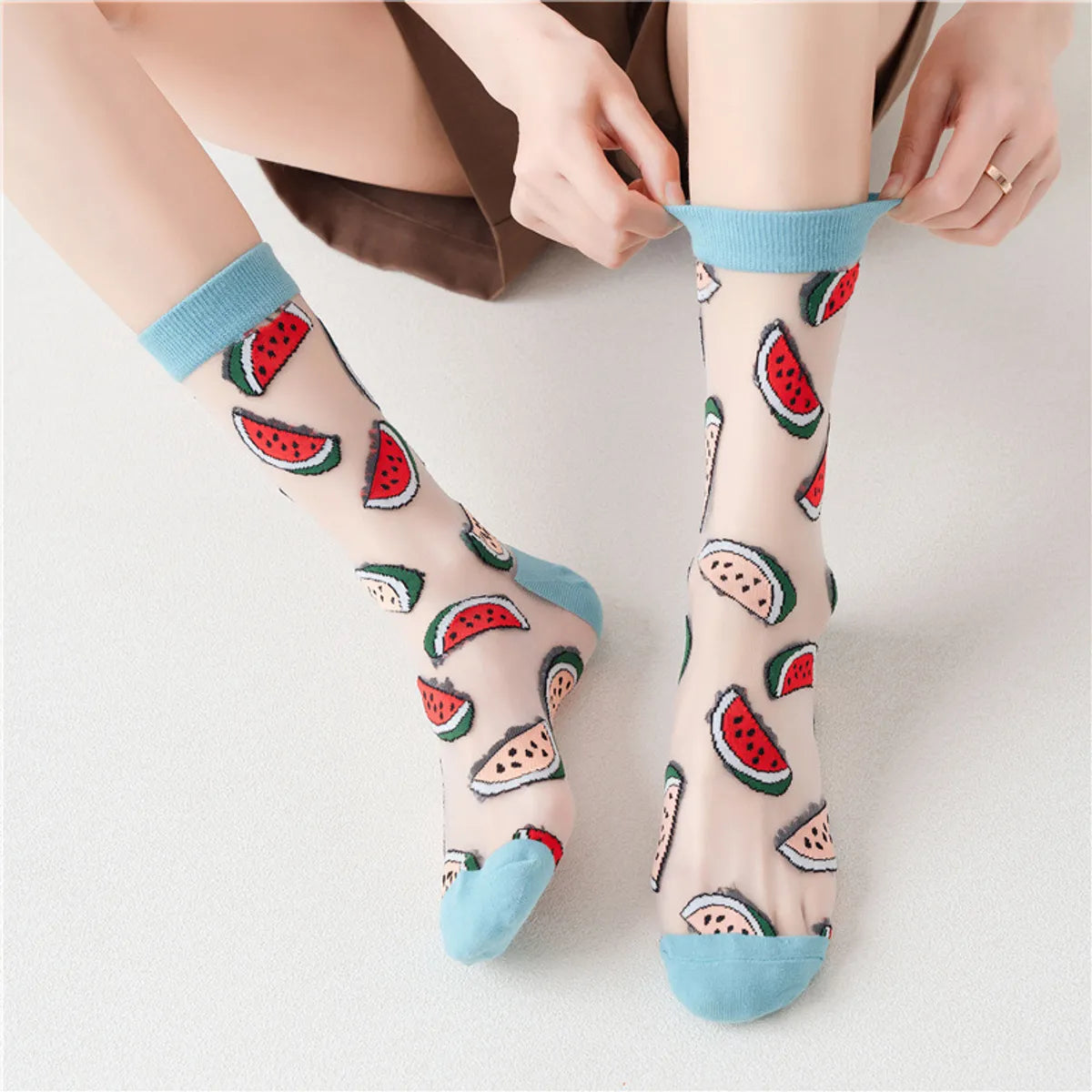 Women'S Cute Sweet Fruit Nylon Cotton Spandex Crew Socks A Pair