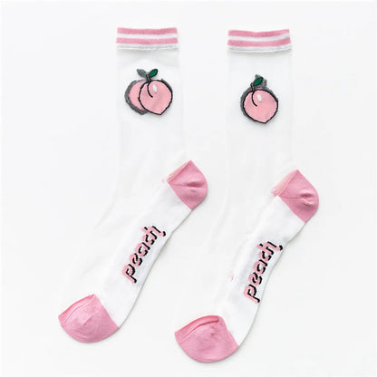 Women'S Cute Sweet Fruit Nylon Cotton Spandex Crew Socks A Pair