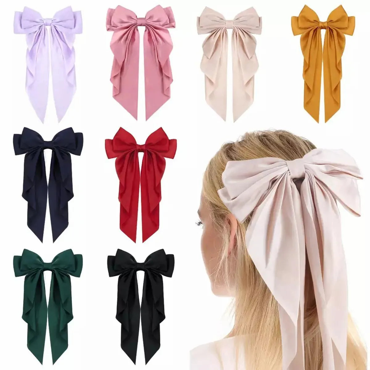 Women'S Cute Sweet Korean Style Bow Knot Cloth Hair Clip