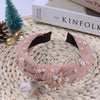 Women'S Cute Sweet Pearl Cloth Criss Cross Inlay Pearl Hair Band