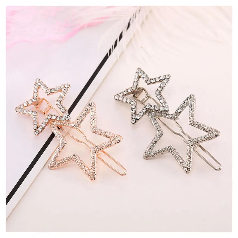 Women'S Cute Sweet Star Metal Inlay Rhinestones Hair Clip