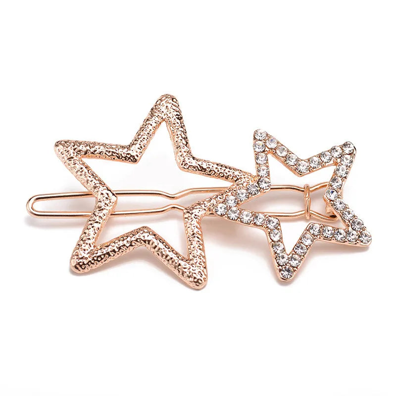 Women'S Cute Sweet Star Metal Inlay Rhinestones Hair Clip