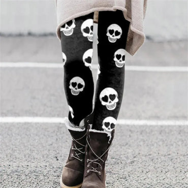 Women'S Daily Street Casual Pumpkin Bat Skull Full Length Printing Leggings