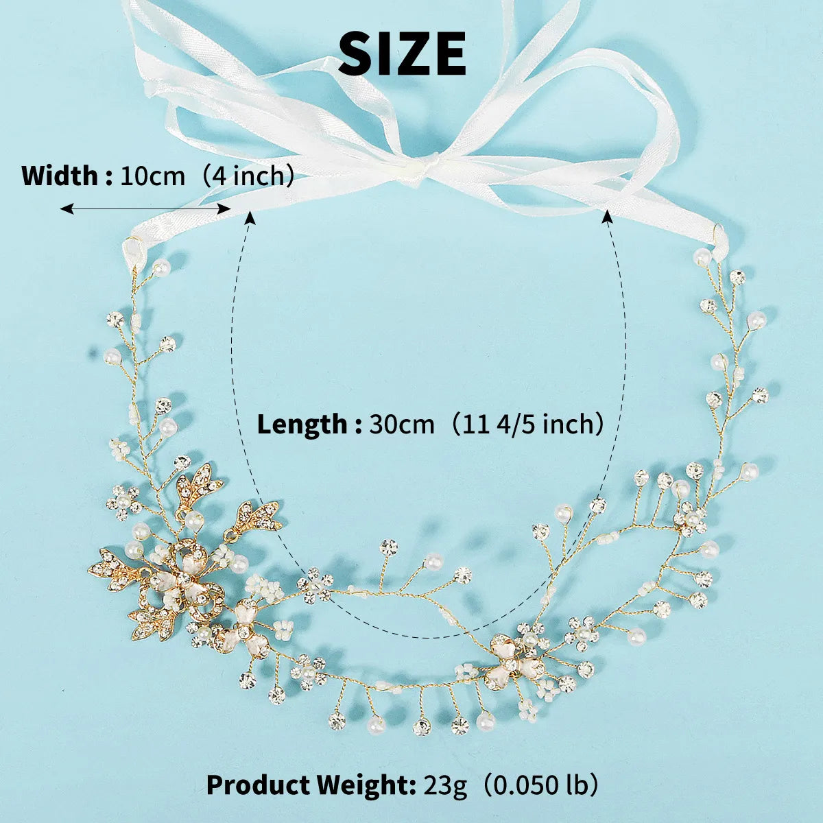 Women'S Elegant Bridal Shiny Leaf Flower Alloy Inlay Rhinestones Hair Band