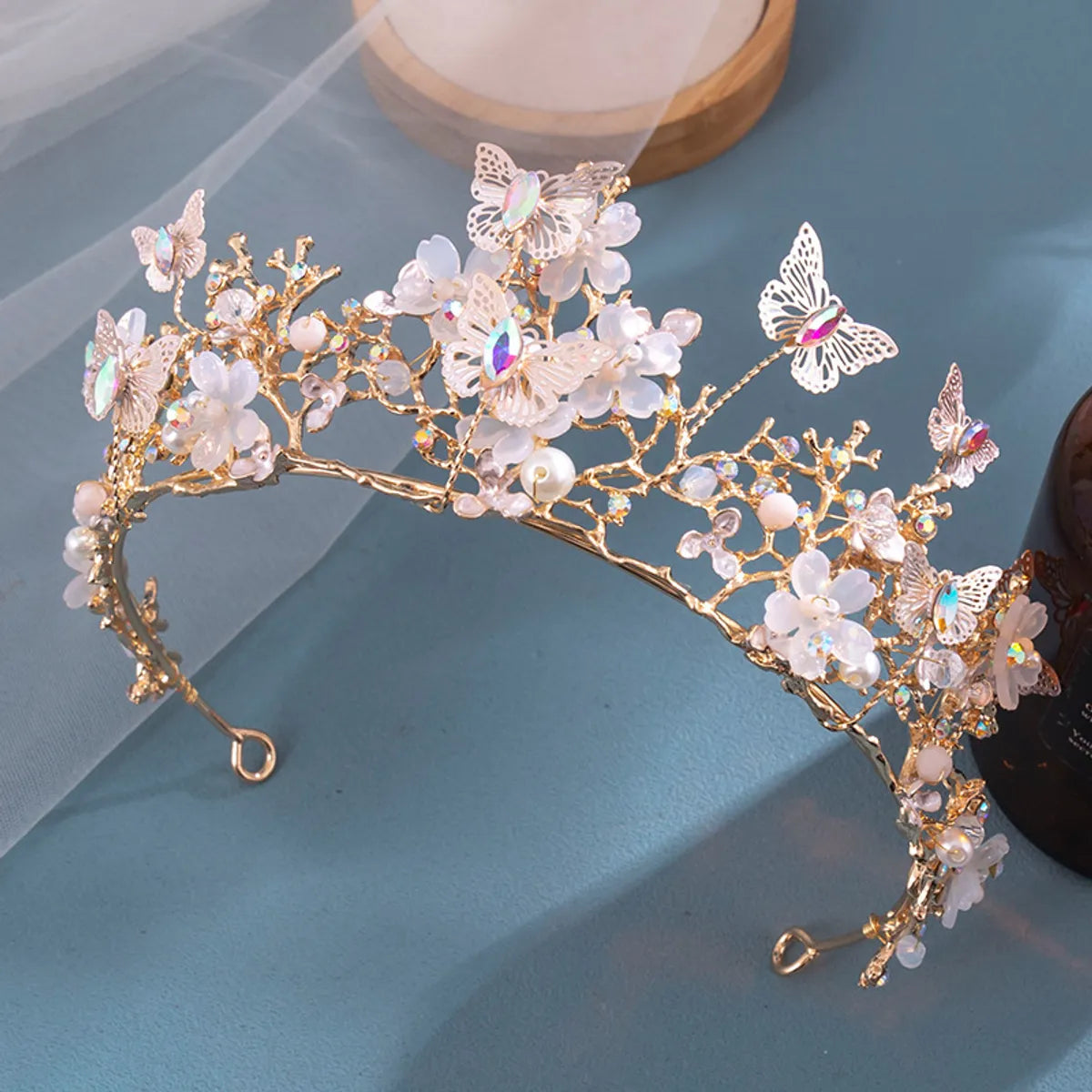 Women'S Elegant Bridal Streetwear Crown Flower Alloy Plating Inlay Rhinestones Hair Band