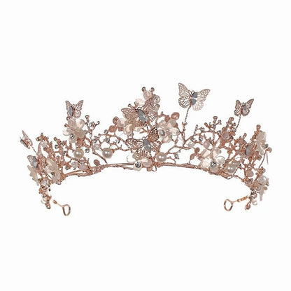 Women'S Elegant Bridal Streetwear Crown Flower Alloy Plating Inlay Rhinestones Hair Band