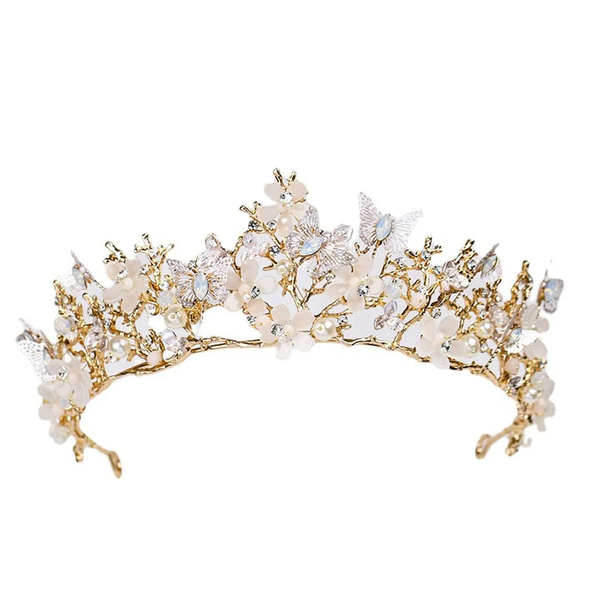 Women'S Elegant Bridal Streetwear Crown Flower Alloy Plating Inlay Rhinestones Hair Band