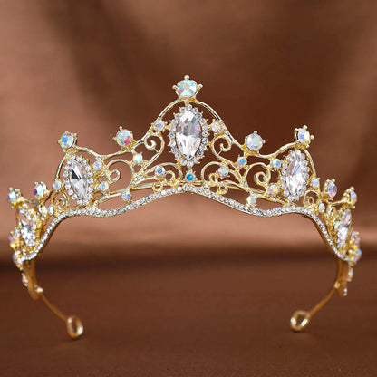 Women'S Elegant Bridal Streetwear Geometric Crown Alloy Plating Inlay Rhinestones Hair Band Crown