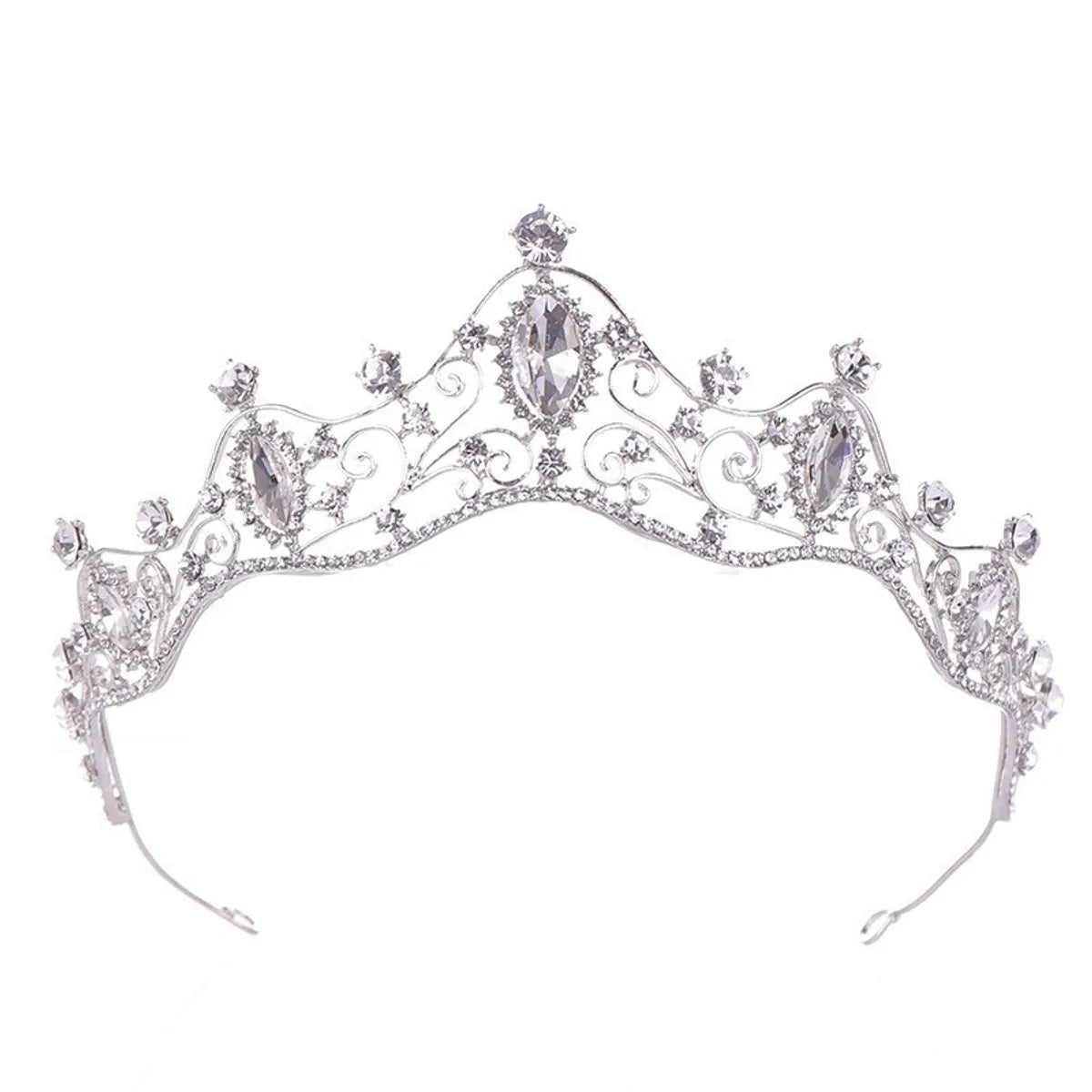 Women'S Elegant Bridal Streetwear Geometric Crown Alloy Plating Inlay Rhinestones Hair Band Crown